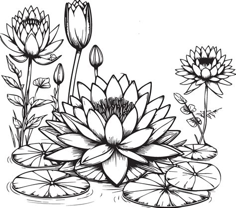 illustration water lily vector outline water lily drawing tattoo outline water lily drawing