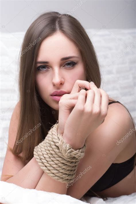 Model Tied Up With Fetish Restraint Rope Stock Photo Kopitin