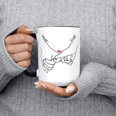 Personalized Pinky Promise Holding Hands Mug Bleachtee