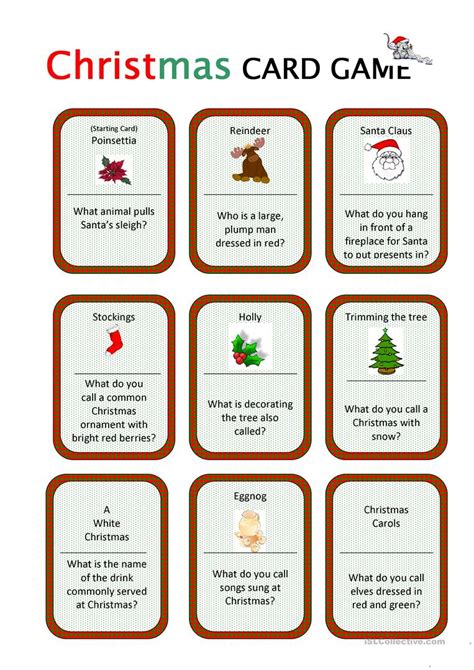 Free esl kidstuff christmas lesson plans: Christmas Card Game - English ESL Worksheets for distance ...