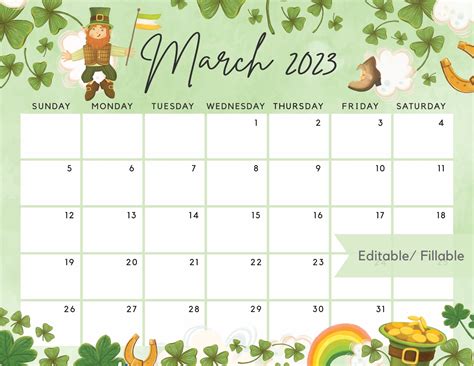 March 2023 Calendar Fillable Get Calender 2023 Update