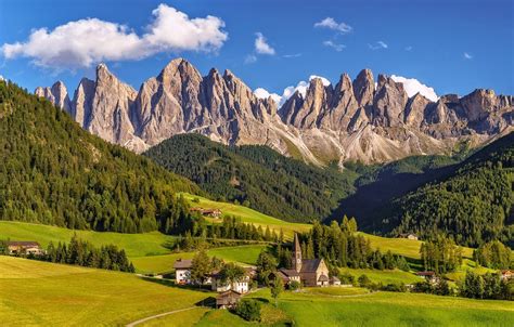 Wallpaper Mountains Valley Village Italy Panorama