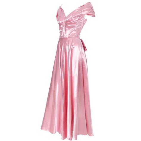 emma domb formal vintage dress 1940s slipper satin pink evening gown bridal at 1stdibs satin
