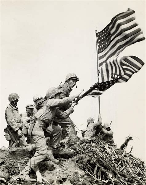 Raising The First Flag On Iwo Jima Painting By American History Pixels