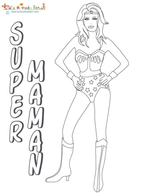 Bonne fête pépé coloriage az coloriage. Coloriage de super maman à imprimer sur Tête à modeler