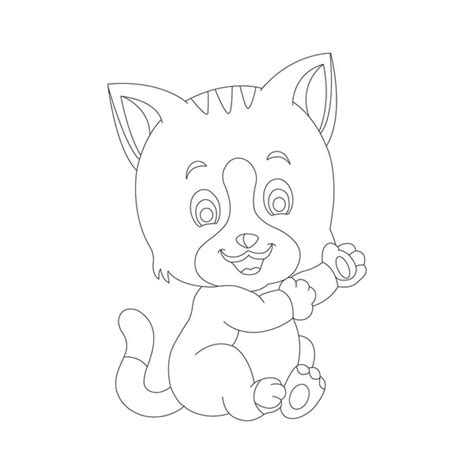 Coloring Page Outline Cute Cat Animal Coloring Page Cartoon Vector