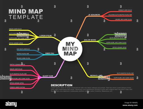 Vector Abstract Mind Map Infographic Template With Place For Your Content Dark Version Stock