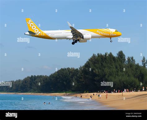 Scoot Airbus A321 Airplane Over Mai Khao Beach Aircraft A321neo Of
