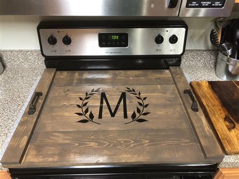 Wooden Stove Cover Stovetop Tray Farmhouse Kitchen Oven Etsy Stove