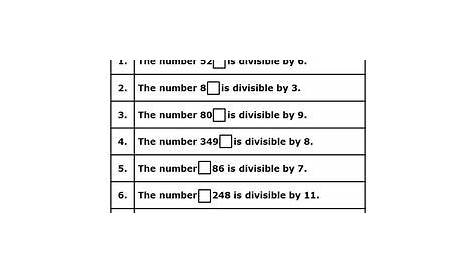 Divisibility Rules Worksheets, 4th Grade Math Divisibility