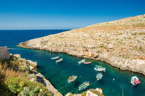 Blue Grotto Boats Malta Stock Image Image Of Landscape 112650937