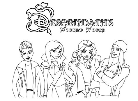 The first coloring page features the descendants logo along with the logo from all four descendants and a little flame the second coloring page features the apple, vine and the big d, which i thinks stands for both disney and descendants. Disney Descendants Coloring Pages Printable at ...