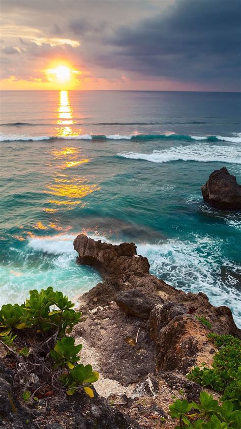 Wallpaper Indonesia, Bali island, tropical nature scenery, sea, waves ...