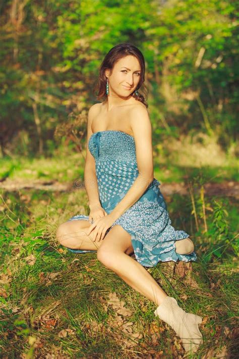 Attractive Sensual Young Girl Posing In The Forest Stock Image Image