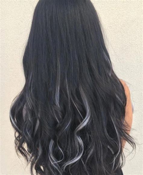 Black Hair Silver Highlights Black Hair Ombre Black Hair With