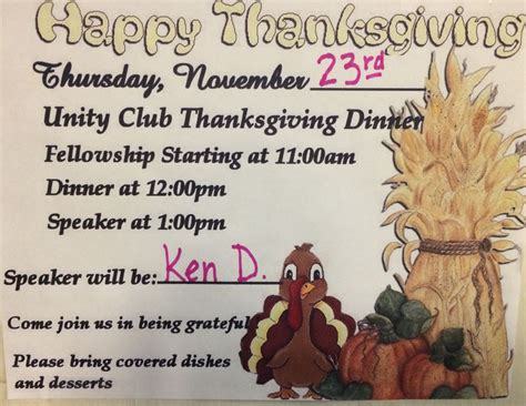 Maybe you would like to learn more about one of these? Unity Club Thanksgiving Dinner - Alcoholics Anonymous ...