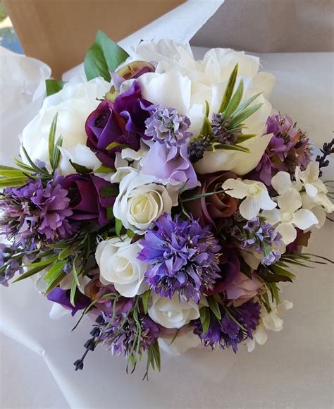 Peony And Rose Purple And White Lavender Rustic Bridal