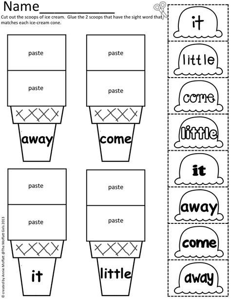 Sight Word Scoops Sight Words Kindergarten Word Activities Phonics