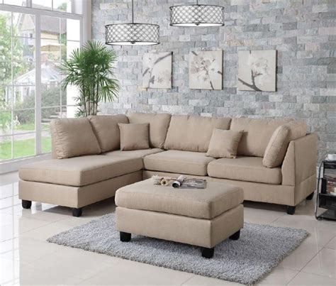 Sand Color Linen Sectional Sofa Wottoman Trader Dans Furniture