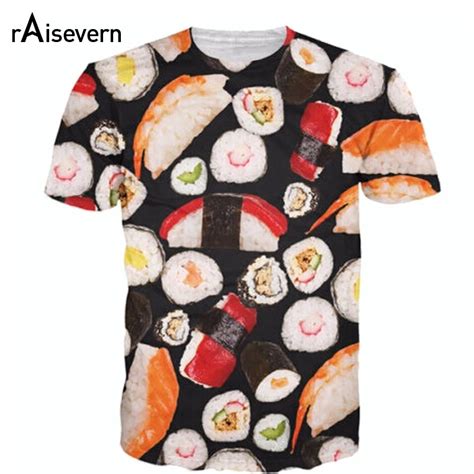 Raisevern New Funny Food Design Print 3d T Shirt Sushi Tee Tops Men