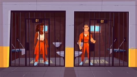 Prisoners In Prison Jail People In Orange Jumpsuits In Cell Arrested Convict Male Characters