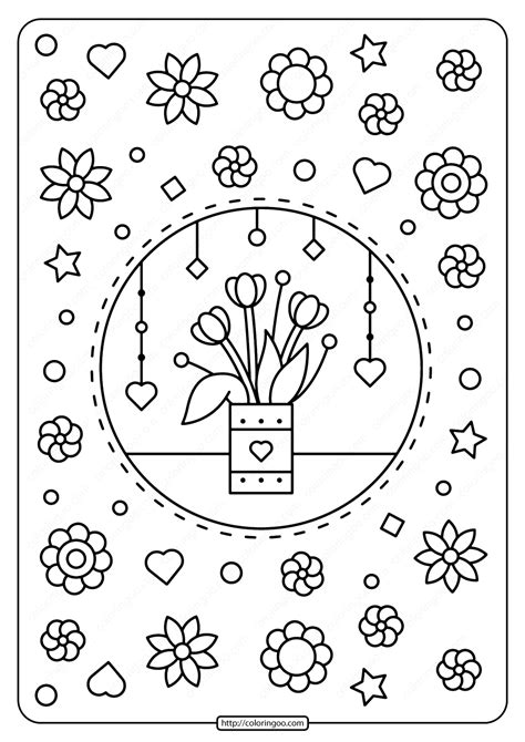 I used to just post coloring pages one at a time, but today i'm stepping up my game by sharing a set of 11+ spring coloring pages with line art and 6 floral mandalas for spring. Spring Flowers in a Vase Pdf Coloring Page