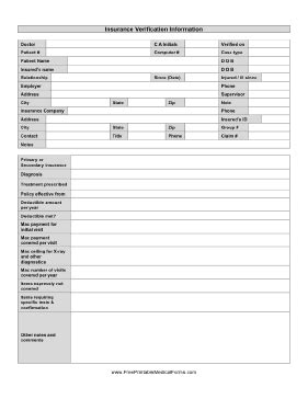 We did not find results for: Printable Insurance Verification Sheet