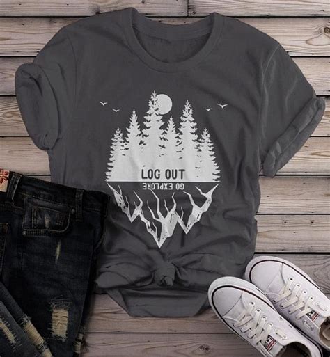 Womens Forest Hipster T Shirt Camping Graphic Tee Log Out Shirts