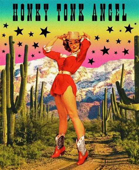 Honky Tonk Angel Retro Pin Up Cowgirl Surreal S Collage Etsy