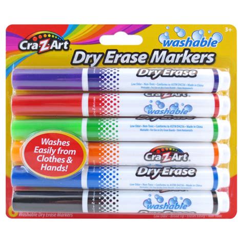 Cra Z Art 6 Ct Kids Washable Broadline Dry Erase Markers