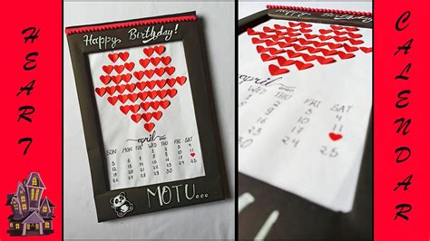 How To Diy Unique And Romantic Heart Calendar Easy T Idea Youtube