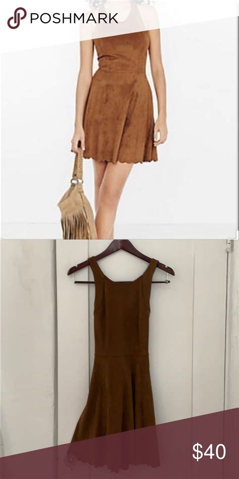 Express Brown Suede Dress Adorable Brow Suede Drsss Criss Cross Straps