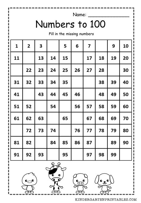 Numbers to 100 Worksheet