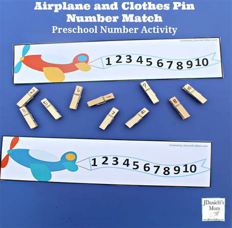 Preschool Number Activity Airplane And Clothes Pin Number Match