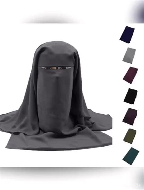 High Quality Fashion Solid Color Islamic Niqab Face Cover Veil Muslim Women Hooded Full Long
