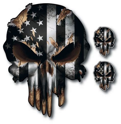 Punisher Skull American Flag Vinyl Decal Stickers Car Truck Snipe Low