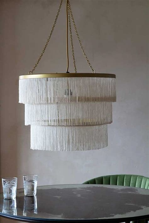 Three Tier Fringe Chandelier Ivory Ceiling Lights Chandelier Art