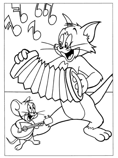 Kleurplaat tom en jerry maken muziek Leukekleurplaten.nl