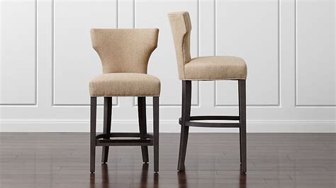 Sasha Upholstered Neutral Bar Stools Crate And Barrel