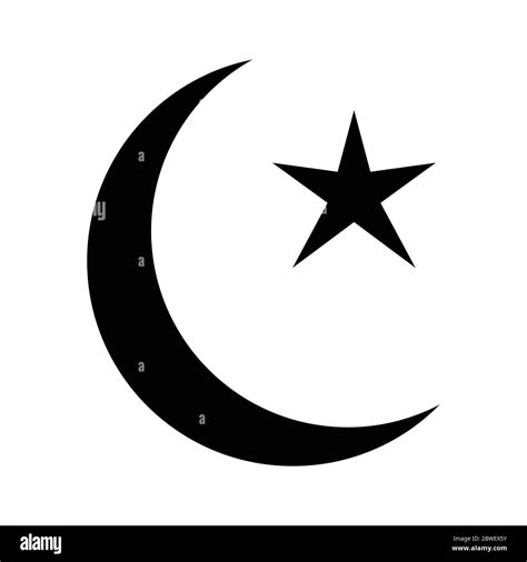 Islam Crescent And Star Black And White Pictogram Depicting Islamic