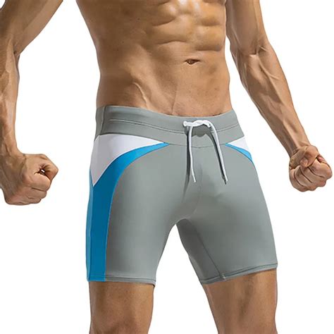 Buy New 2018 Sexy Mens Breathable Swim Trunks Pants Bikini Colorblock Swimwear