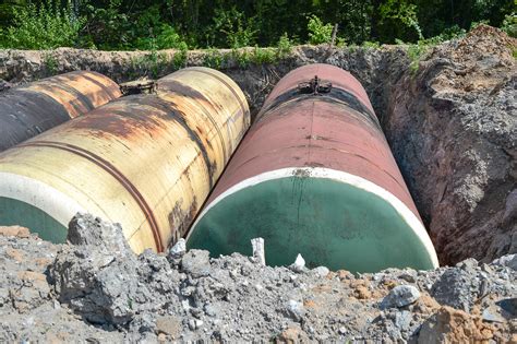 Large Tank For Gasoline In The Excavated Quarry For Storage Of