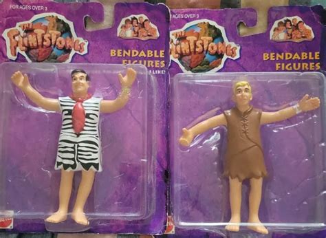 Vintage 1993 Fred Flintstone And Barney Rubble Collectible Bendable