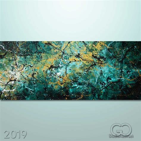 Xxl Extra Large Pollock Style Original Abstract Painting Teal Etsy In