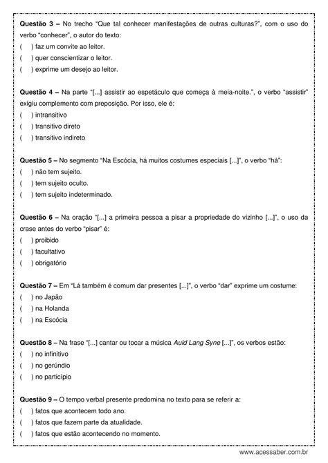 Atividades Sobre Verbos Ensino Médio