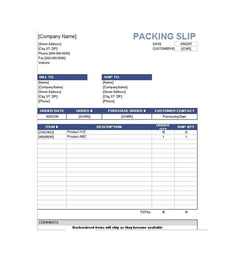 Here's an example of a professional and appropriate packing slip message Packing Slip Template | Free Word Templates