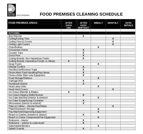 List each fridge/freezer in the kitchen. Kitchen Cleaning Schedule Template Uk - printable schedule ...