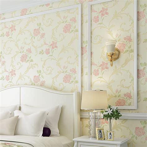 European Style Relief Floral Wallpaper For Walls Roll 3d Pastoral Non