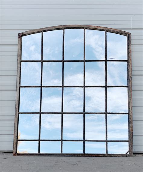 25 Pane Repurposed Arched Iron Mirror Antiquities Warehouse