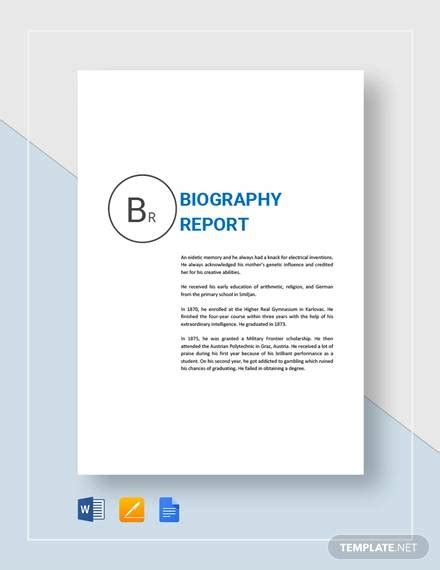 Free 7 Sample Biography Report Templates In Pdf Ms Word